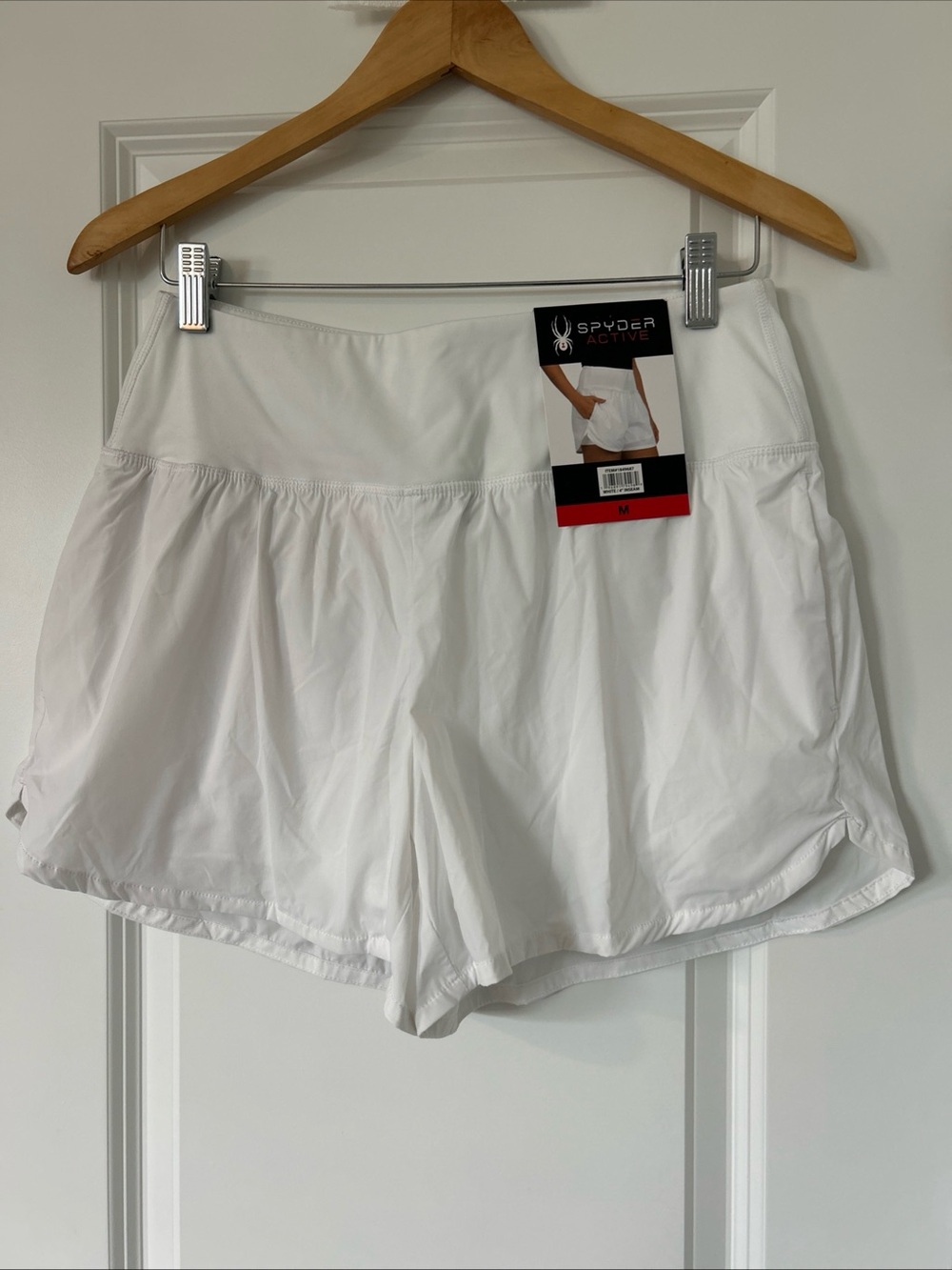 Spyder Active Athletic Shorts Womens Medium White- 4” Inseam- Inner Compression